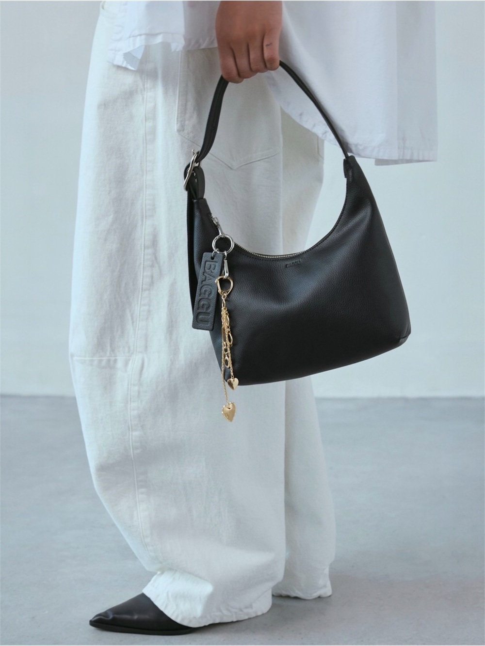 BAGGU Mini Recycled Leather Shoulder Bag | Black - Picture 8 of 8
